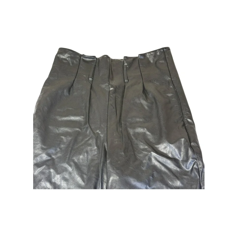 Commando Faux Leather High‎ Waisted Pleated Trousers Pants Black Size S